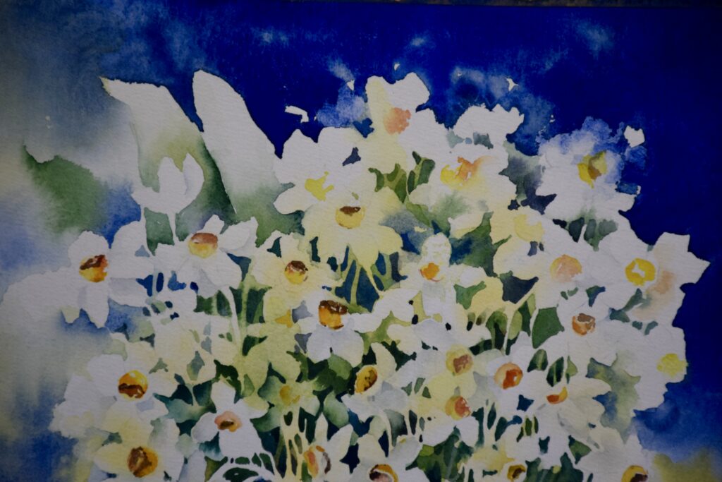 White Blossoms Against Blue