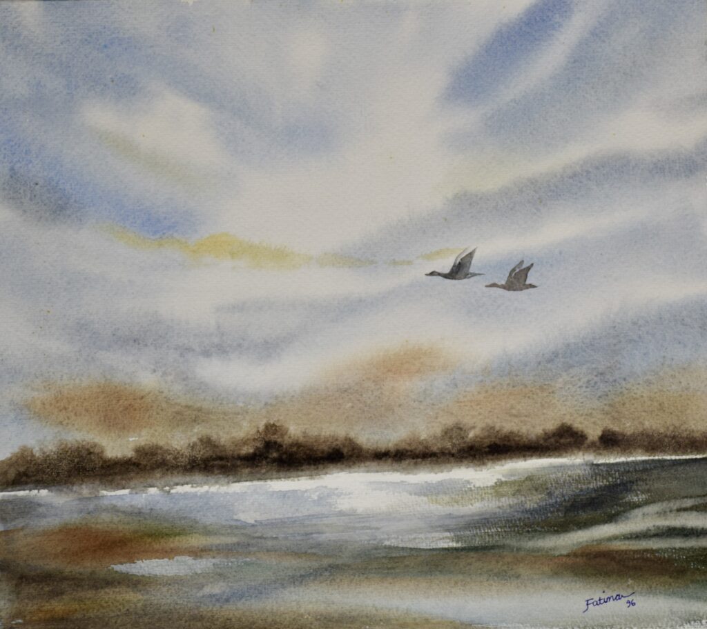 Flight Over Gray Water