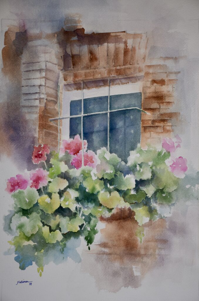 Geraniums at the Brick Window