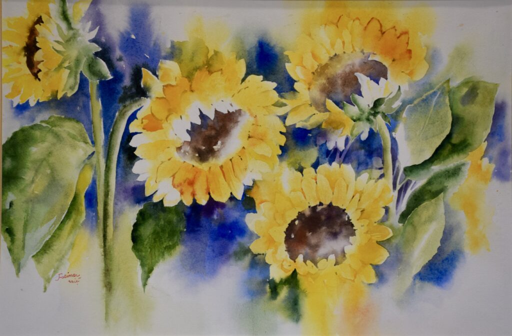 Sunflowers in Cobalt