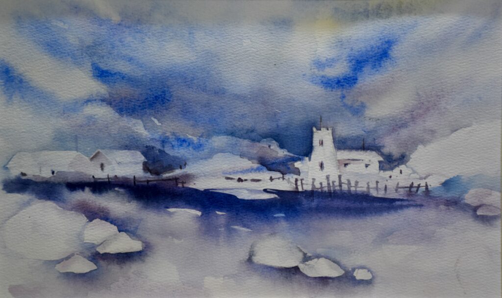 White Village Beneath an Indigo Sky