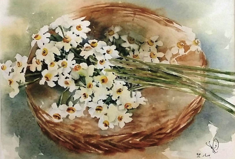 Narcissus in a Sunlit Basket