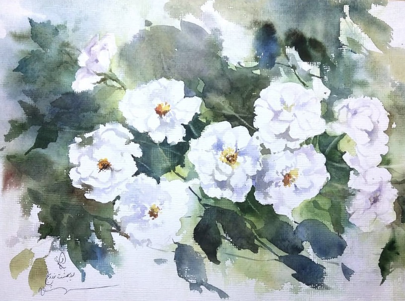 White Roses in Garden Shade