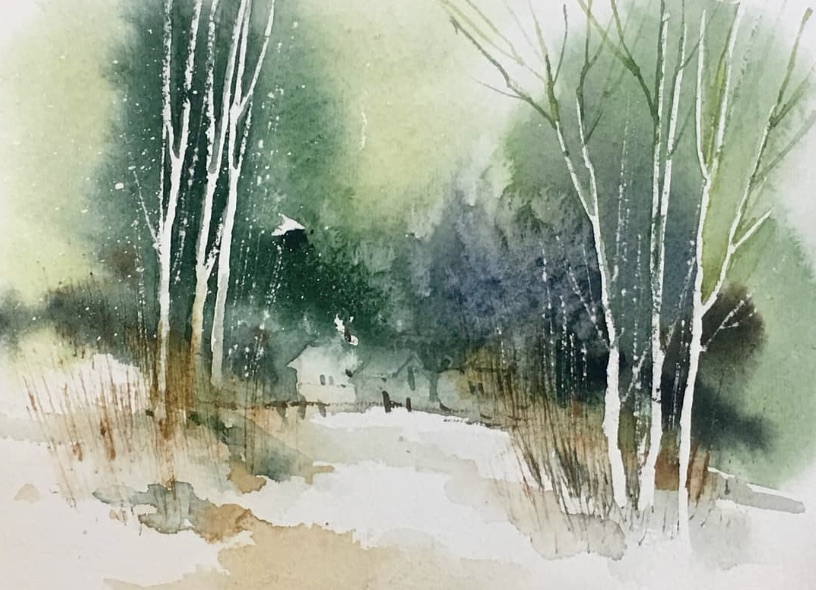 Distant House in the Snow’s Silence