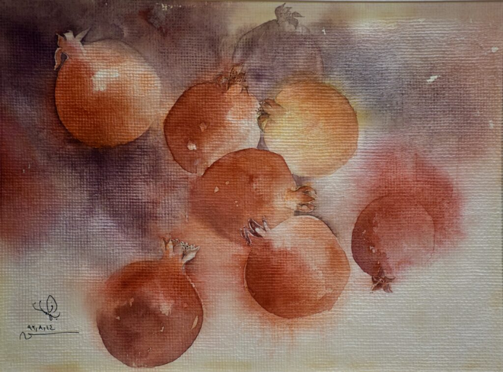 Pomegranates in Violet Shadow