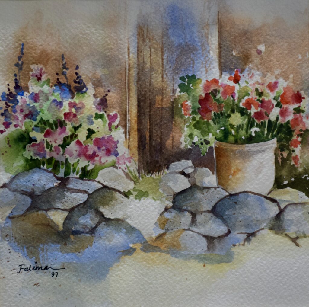 Flowers Beside the Stone Wall