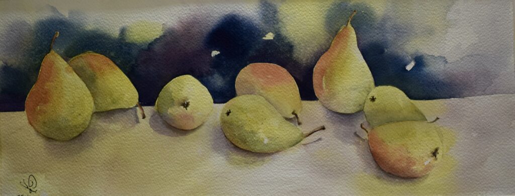 Pears in Blue Silence