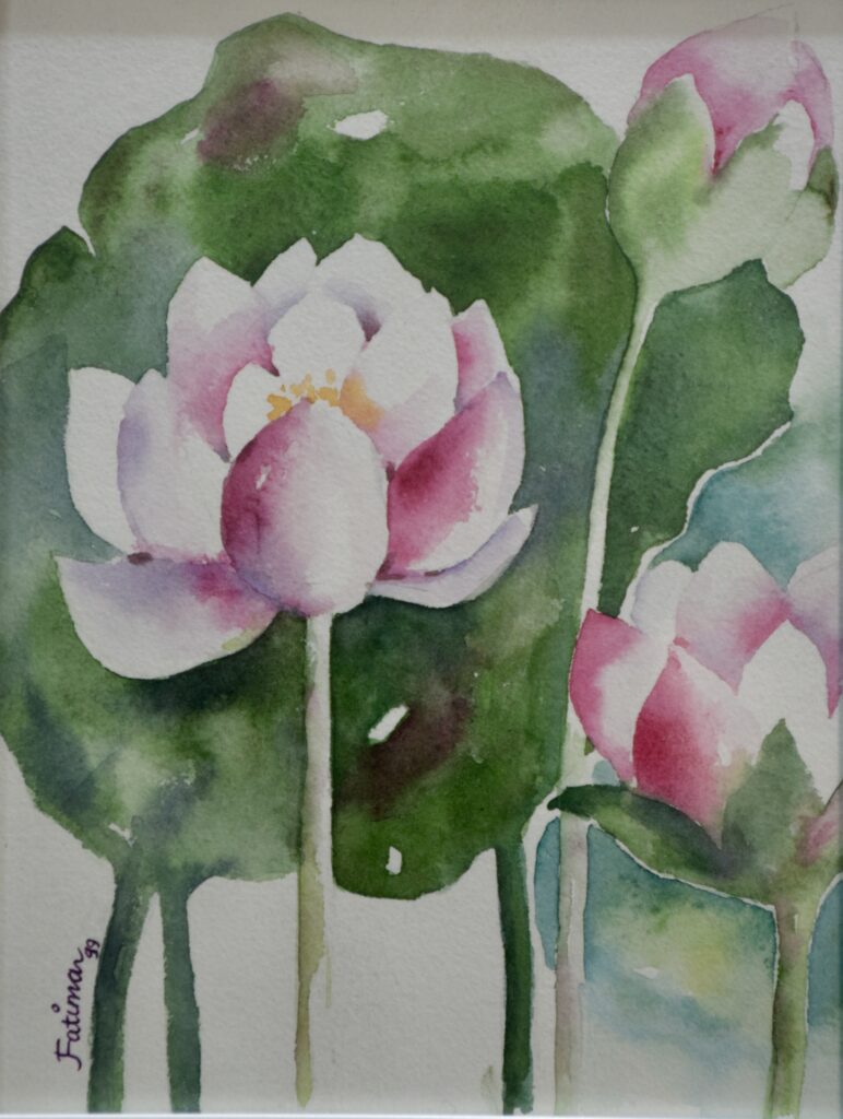 Lotuses Against the Green Shield